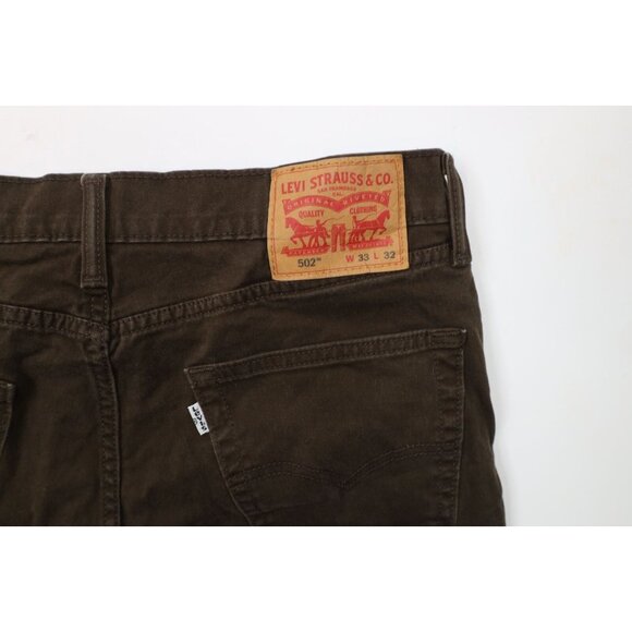 Vintage Y2K Levis 502 Mens 33x30 Faded Slim Fit Tapered Leg Jeans Dark Brown - Picture 14 of 16